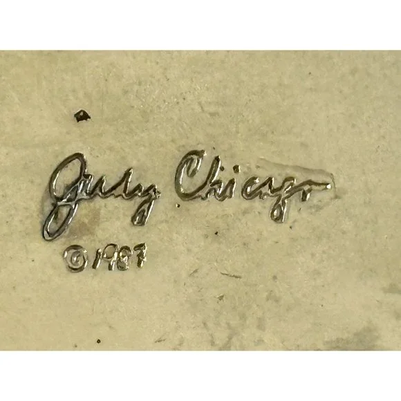 Judy Chicago 1987 triangle Holocaust Project brooch pin signed black white ename - Picture 10 of 16